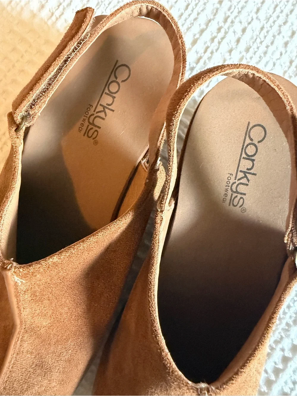 Corkys Tan Suede Studded Cork Wedge Slingbacks Sz 9